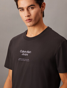 Textured Logo Smooth Cotton Tee, Ck Black, hi-res
