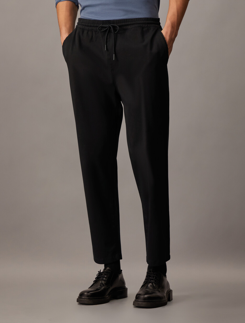 Essentials Slim Drawcord Chinos, Ck Black, hi-res