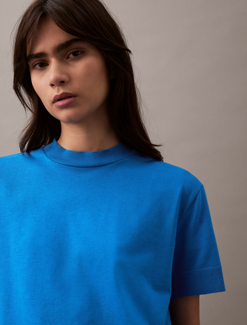 Silk Touch Mockneck Tee, Halogen Blue, hi-res