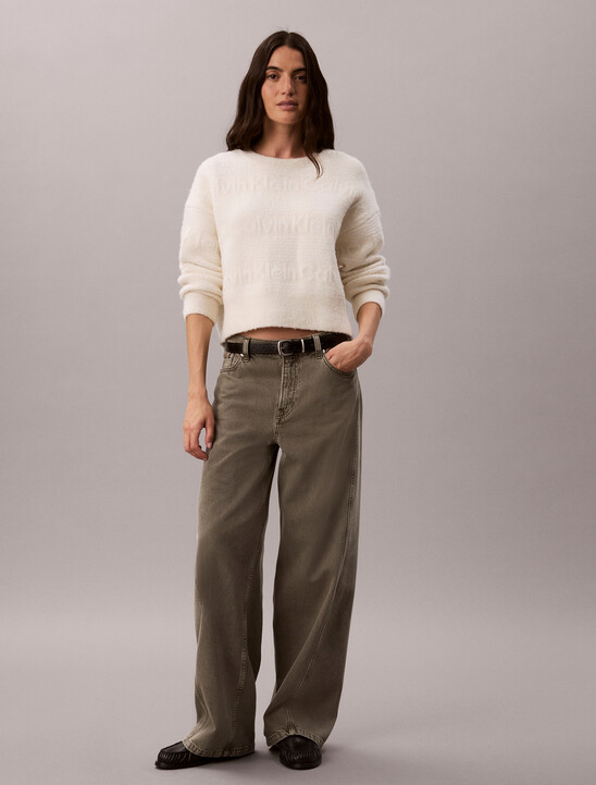 Cotton Wool Textured Logo Jumper