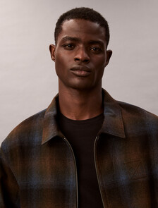 Yarn-Dyed Wool Blend Flannel Zip Jacket, Thrush, hi-res