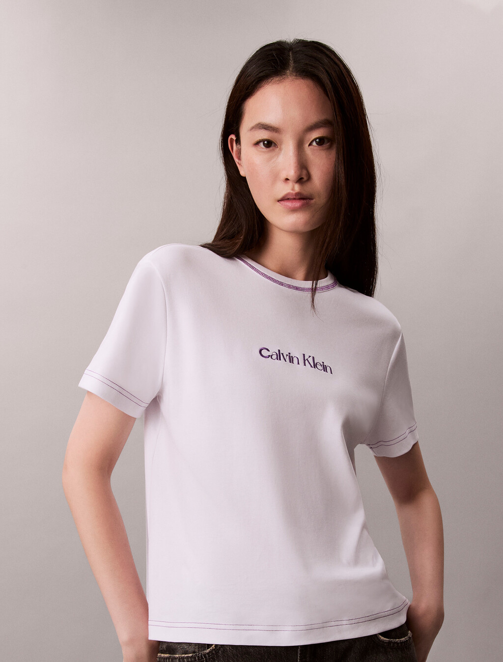 Embroidered Logo Graphic Slim T-Shirt, Brilliant White, hi-res