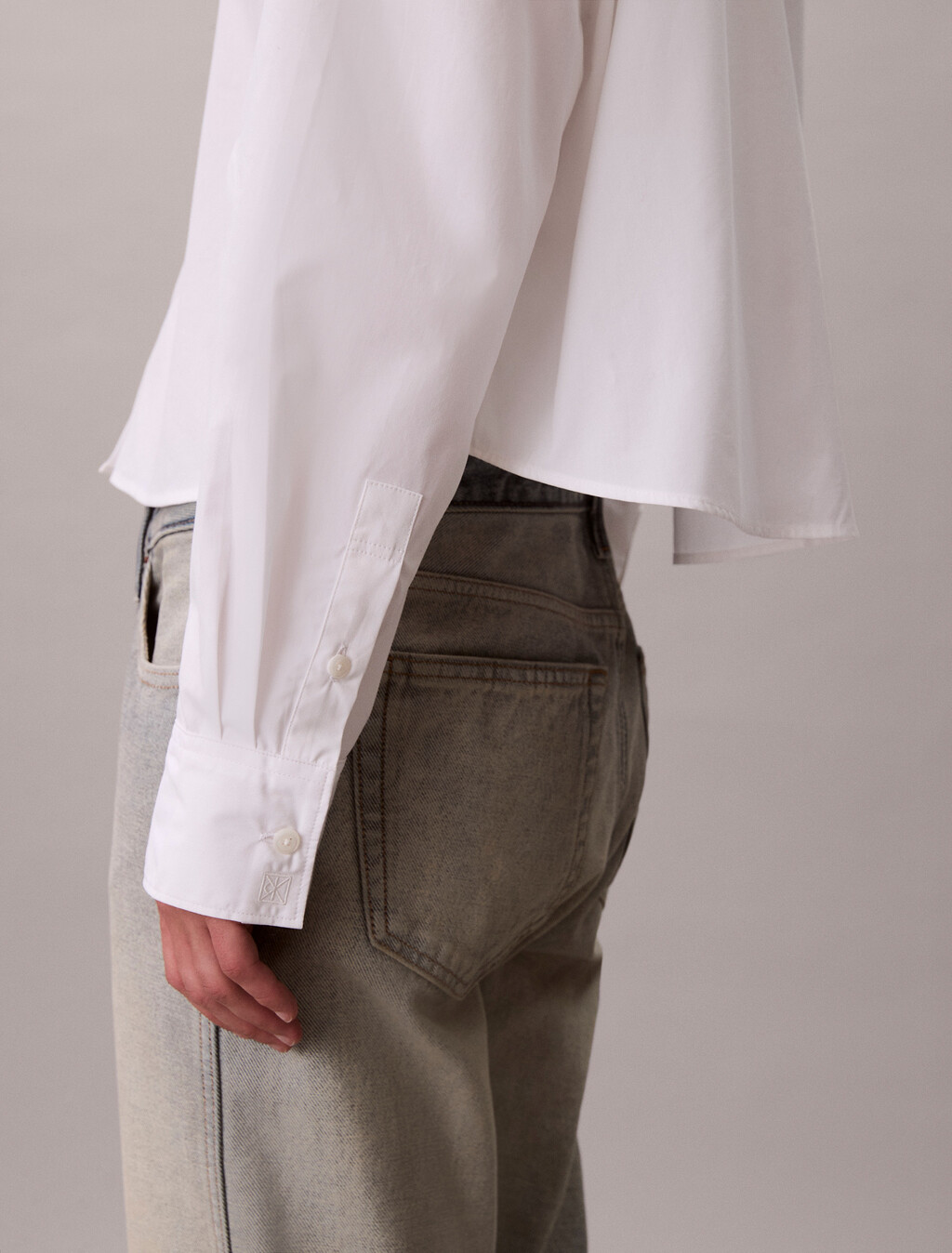Poplin Relaxed Cropped Button-Down Shirt, Brilliant White, hi-res