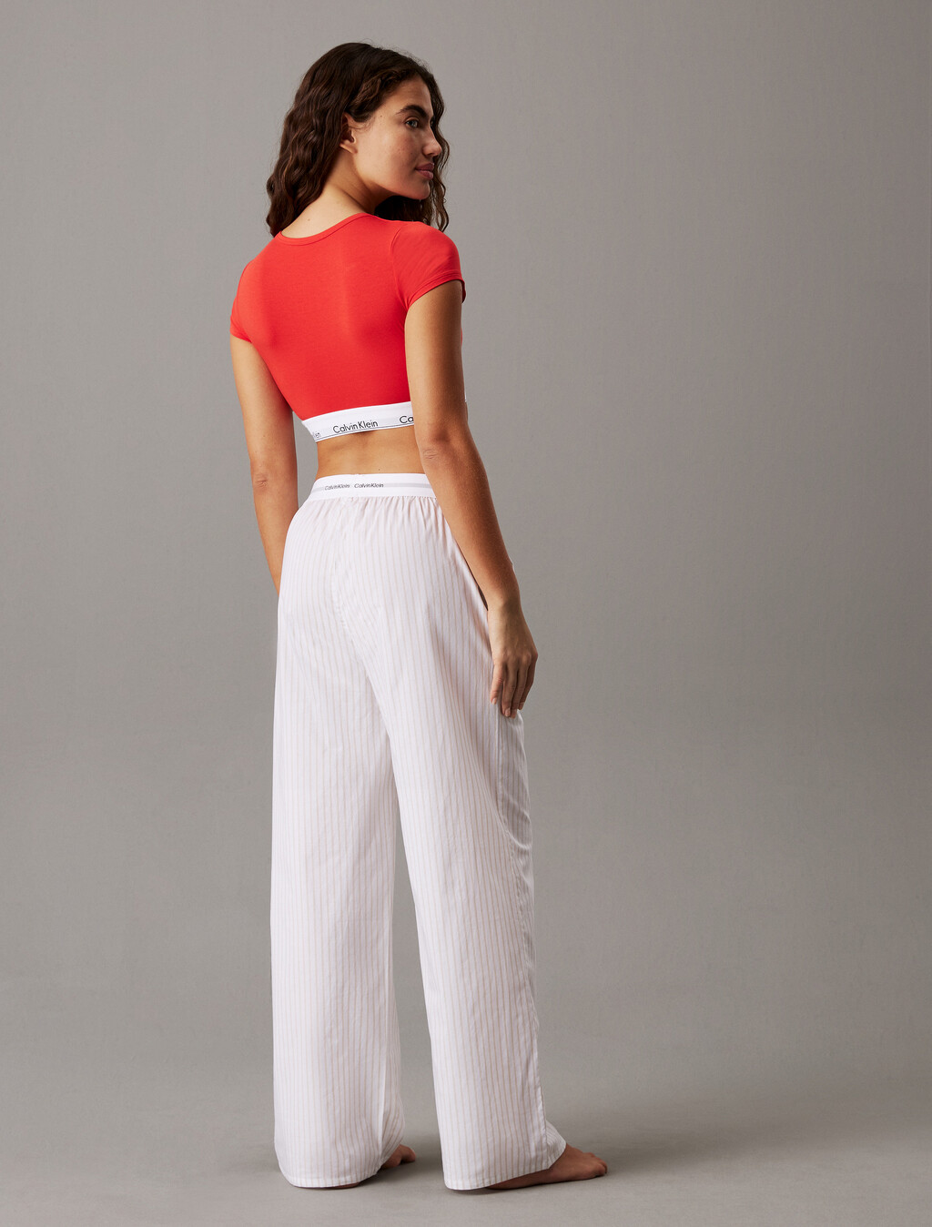 Cotton Poplin Logo Waistband Pant, STEADY STRIPE PELICAN, hi-res