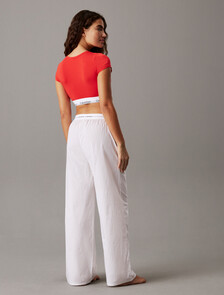 Cotton Poplin Logo Waistband Pant, STEADY STRIPE PELICAN, hi-res