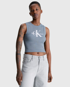 CROPPED MONOGRAM TANK TOP, Overcast Grey, hi-res