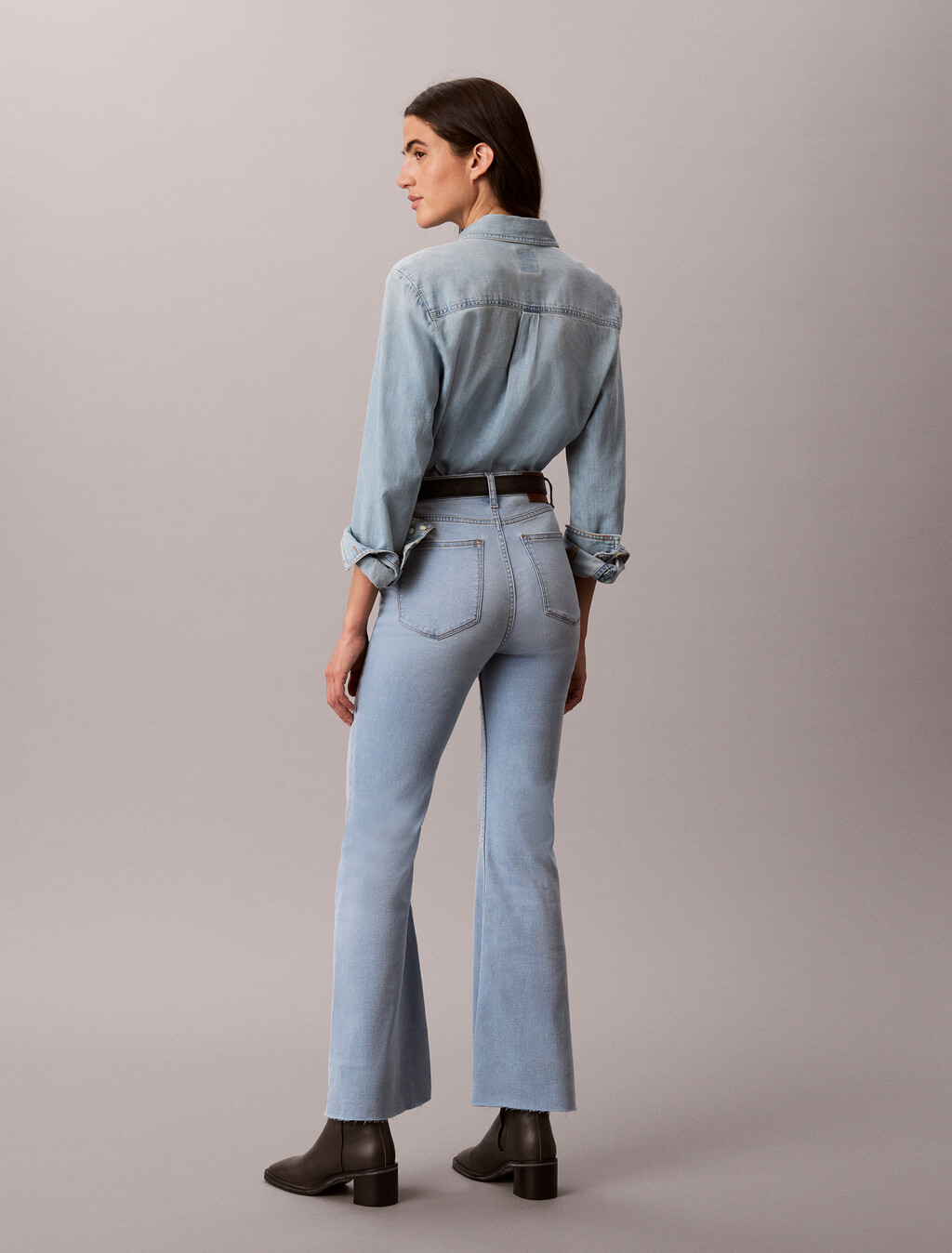 37.5 Asian Fit High Rise Flared Jeans, DENIM LIGHT A, hi-res