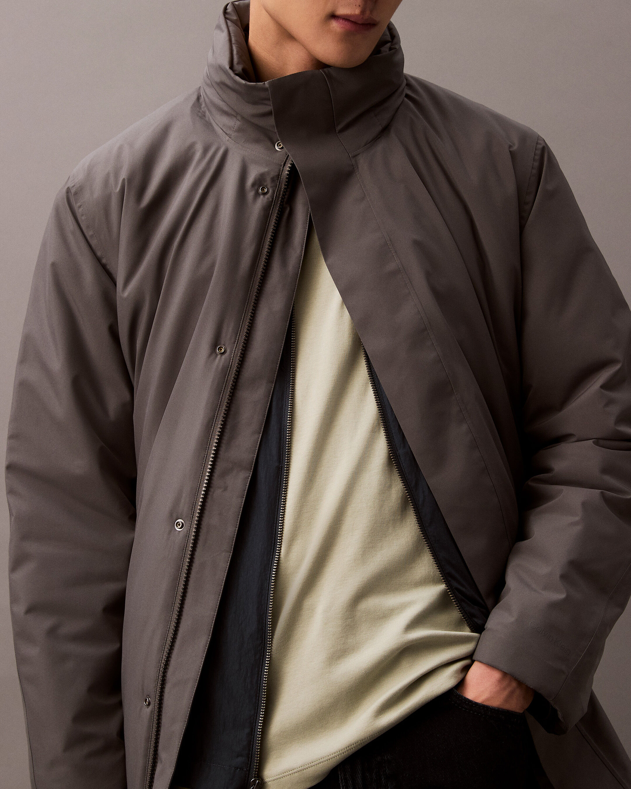 Heavyweight Mid Length Puffer Jacket grey Calvin Klein Singapore