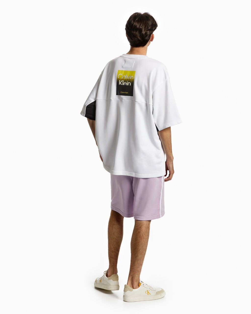 UNISEX COLOR BLOCK CREW NECK SWEATSHIRT, Bright White, hi-res