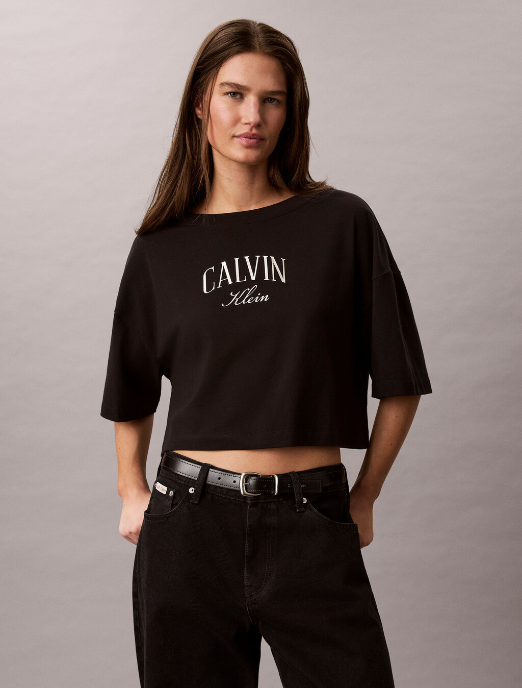 Logo Cropped T-Shirt, Black, hi-res