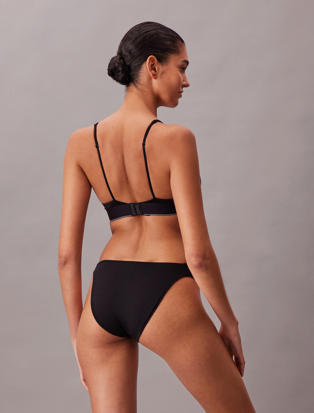 Triangle Bralette - Graphic Monogram Microfibre Stretch, Black, hi-res