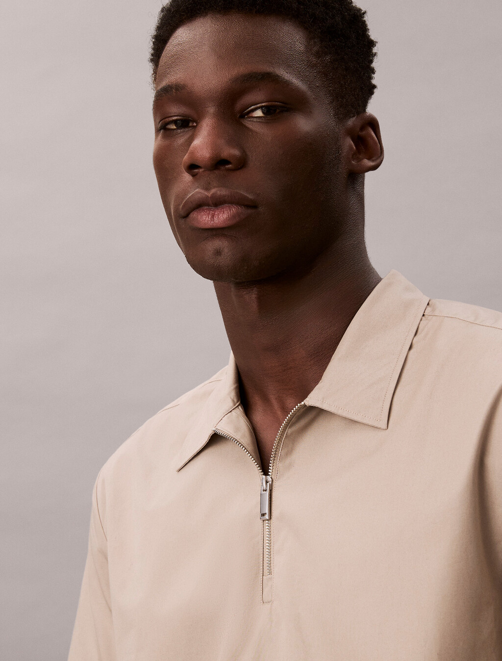 1/4 Zip Bungee Hem Easy Shirt, Vintage Khaki, hi-res