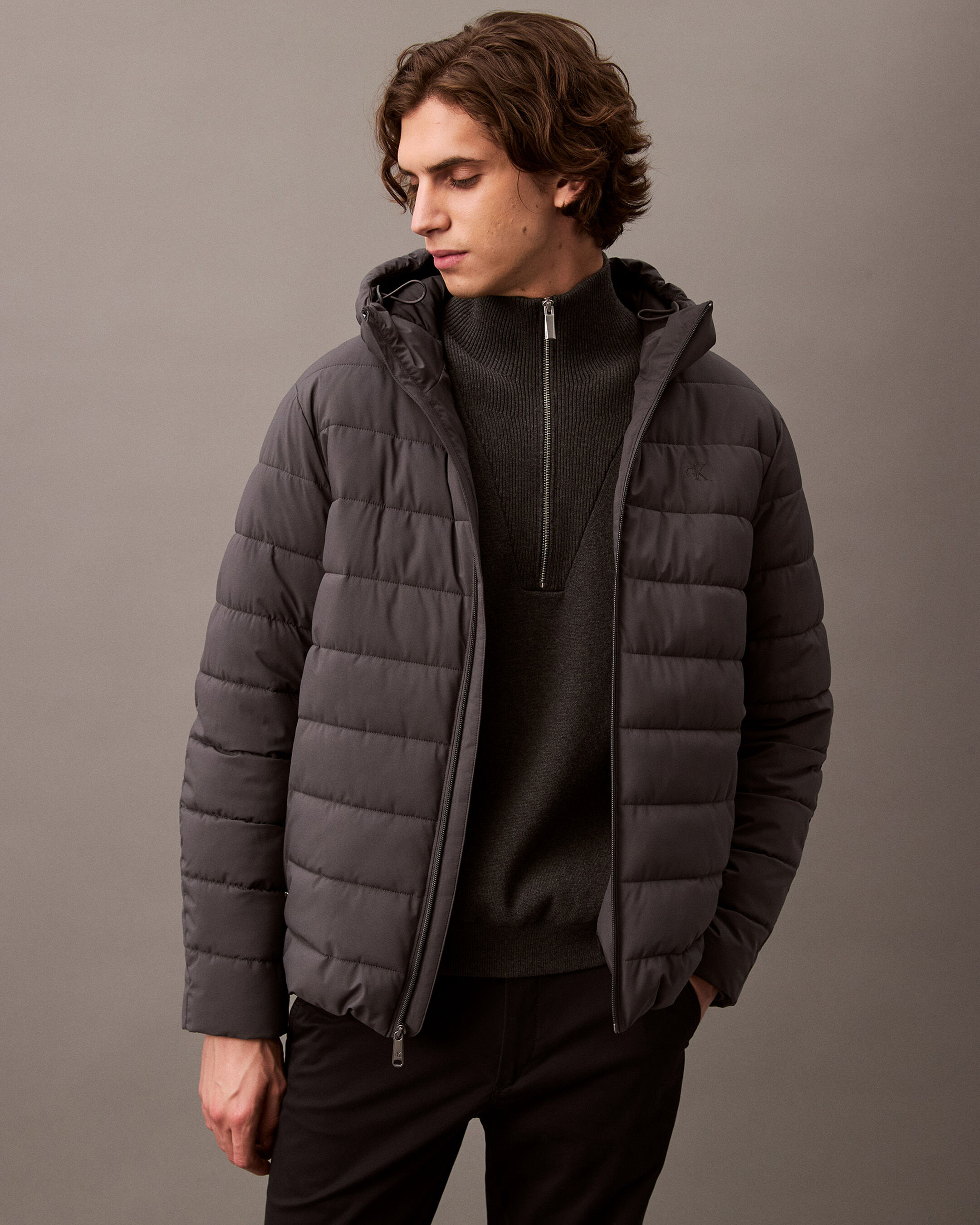 Tech Knit Quarter Zip Sweater | grey | Calvin Klein Singapore
