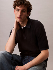 Smooth Cotton Waffle-Knit Monogram Logo Polo Shirt, Dark Sapphire, hi-res