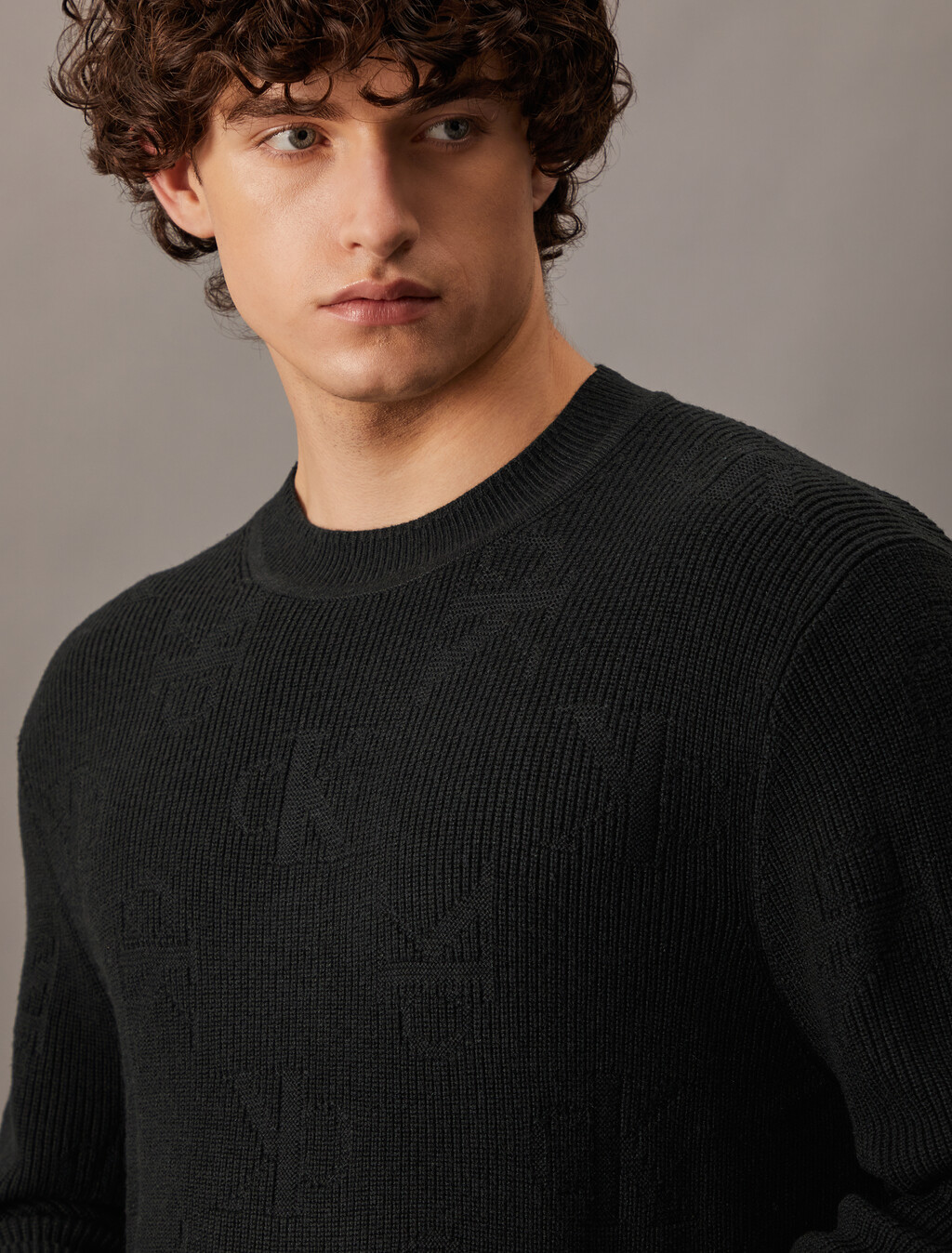 Monogram Pullover Sweater, Ck Black, hi-res