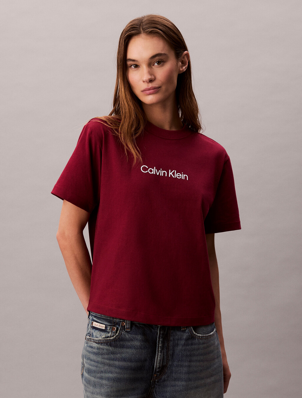 Relaxed Standard Logo Crewneck Tee, Magenta Jewel, hi-res