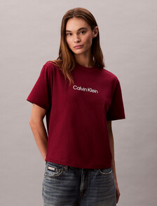 Relaxed Standard Logo Crewneck Tee, Magenta Jewel, hi-res