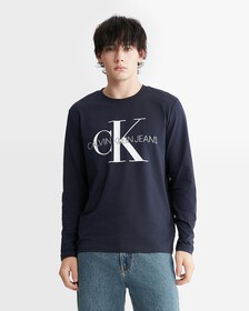 Monogram Logo Long Sleeve Tee, Night Sky, hi-res