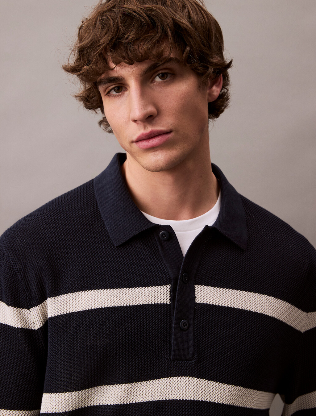 Striped Relaxed Polo, Dark Sapphire, hi-res