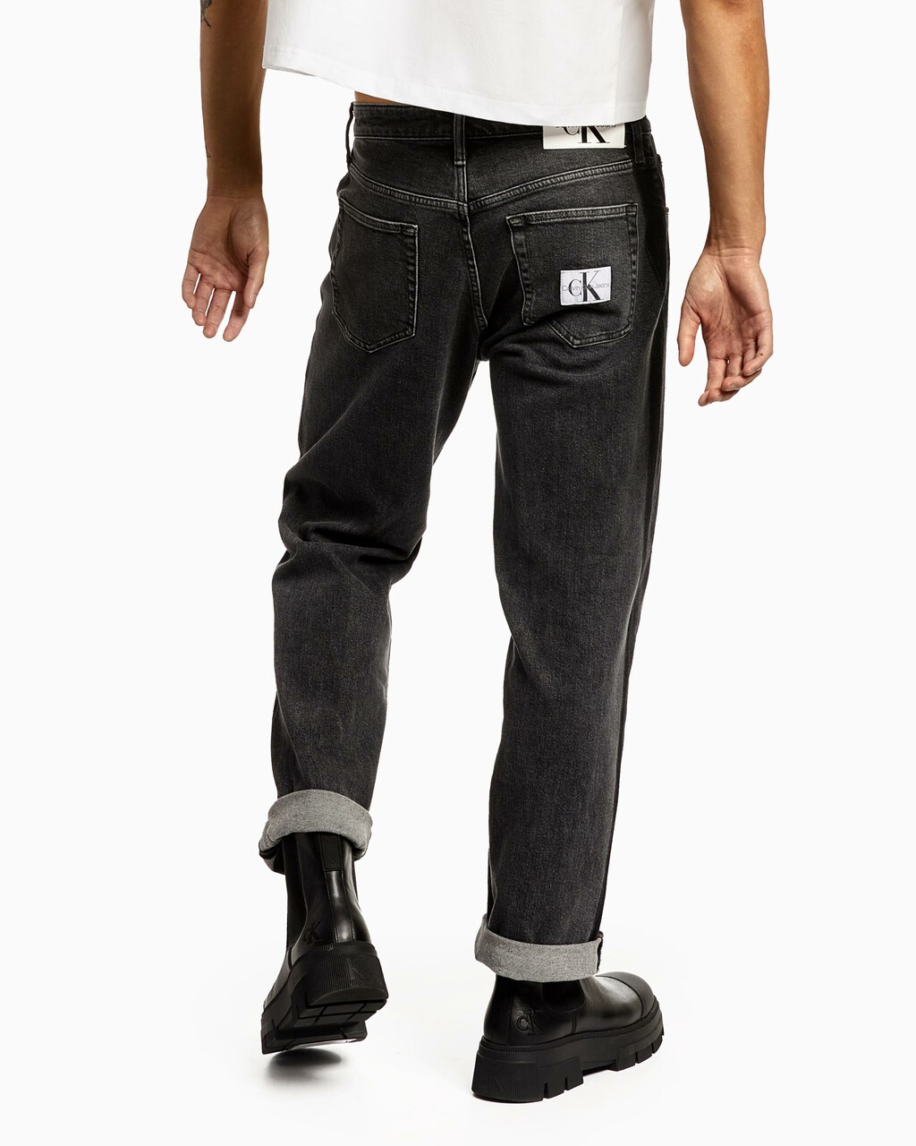 TWO TONE BLACK 90S STRAIGHT JEANS, Washed Black Blocked, hi-res
