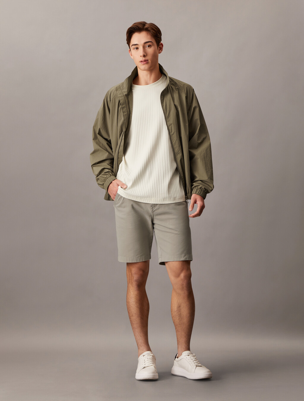 Essential Cotton Lyocell Chino Shorts, Rock Ridge, hi-res
