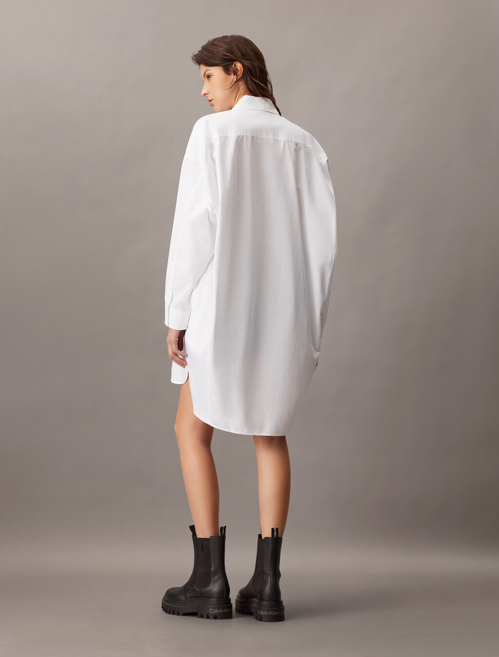 Poplin Shirt Dress, Brilliant White, hi-res