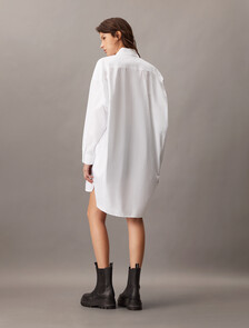 Poplin Shirt Dress, Brilliant White, hi-res
