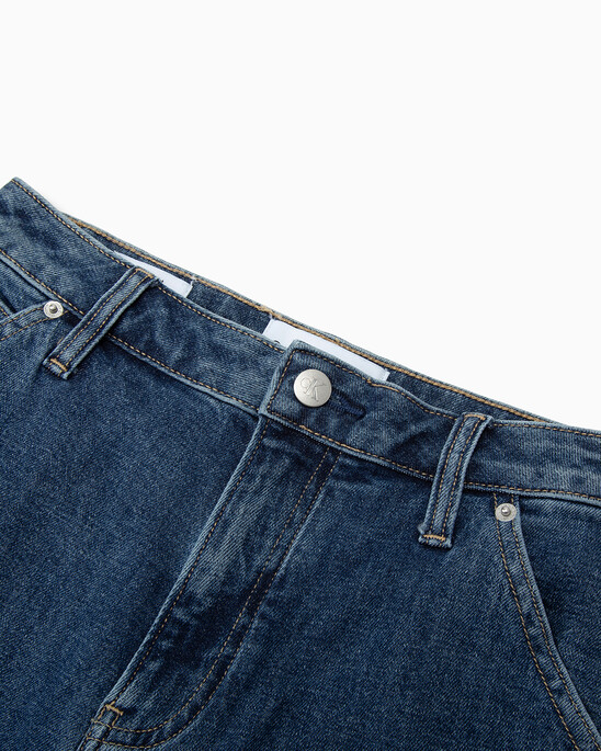 90s Straight Blue Stonewash Utility Jeans