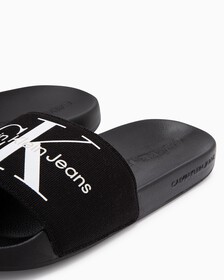 Monogram Cotton Slides, Black, hi-res