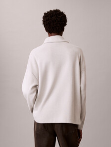 Brushed Rib 1/4 Zip Emblem Logo Sweatshirt, Chalk, hi-res