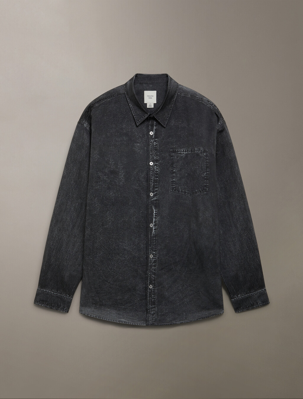 Trompe L'oeil Denim Shirt, Black Denim Print, hi-res