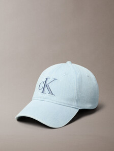 Embroidered Monogram Denim Baseball Cap, Light Wash Denim, hi-res