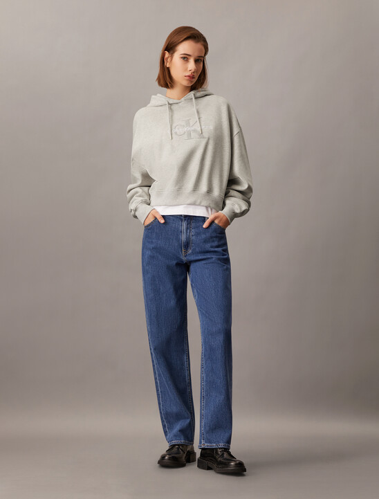 Cropped Chenille Monogram Hoodie