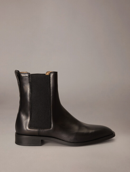 Leather Almond Toe Chelsea Boots