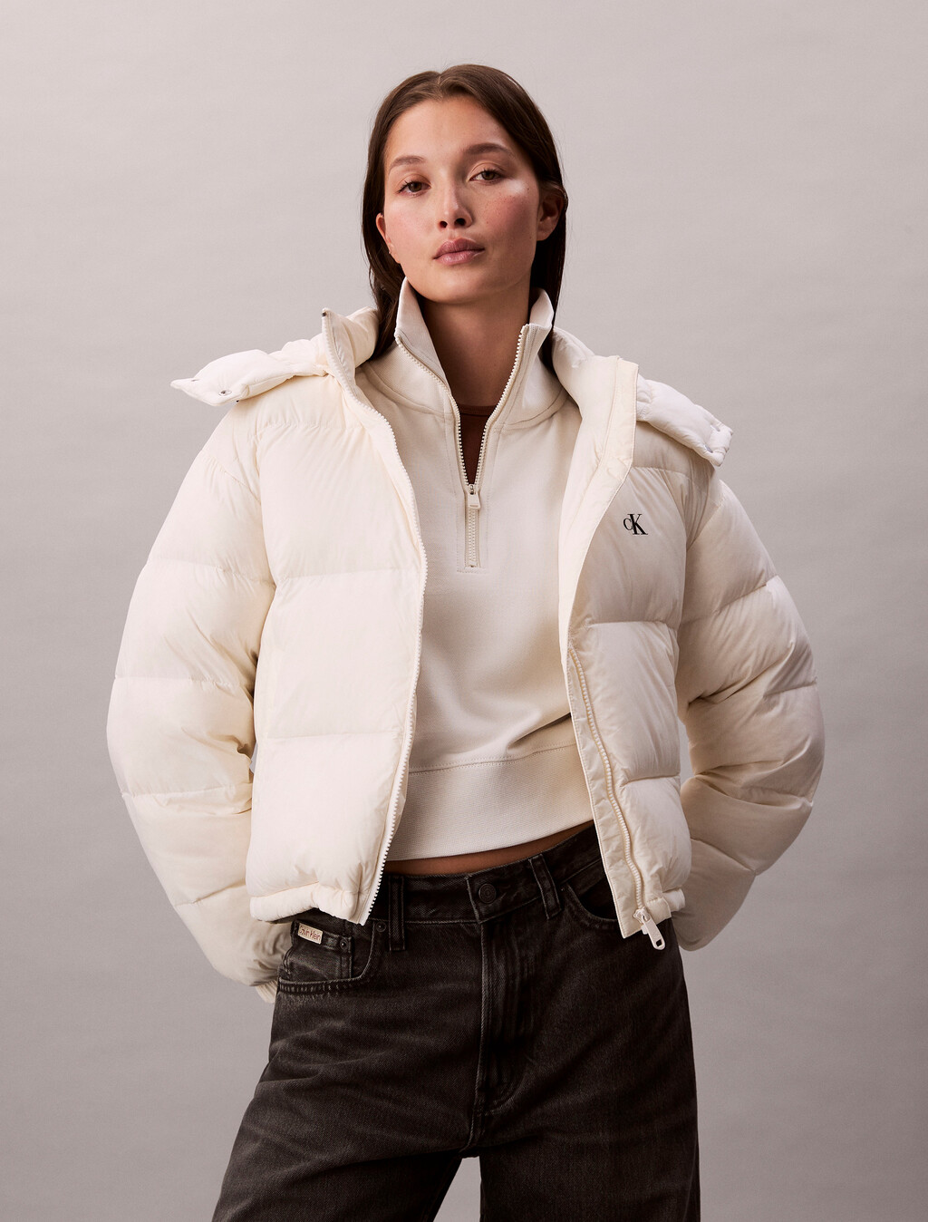 Short Down Puffer Jacket, Jet Stream, hi-res
