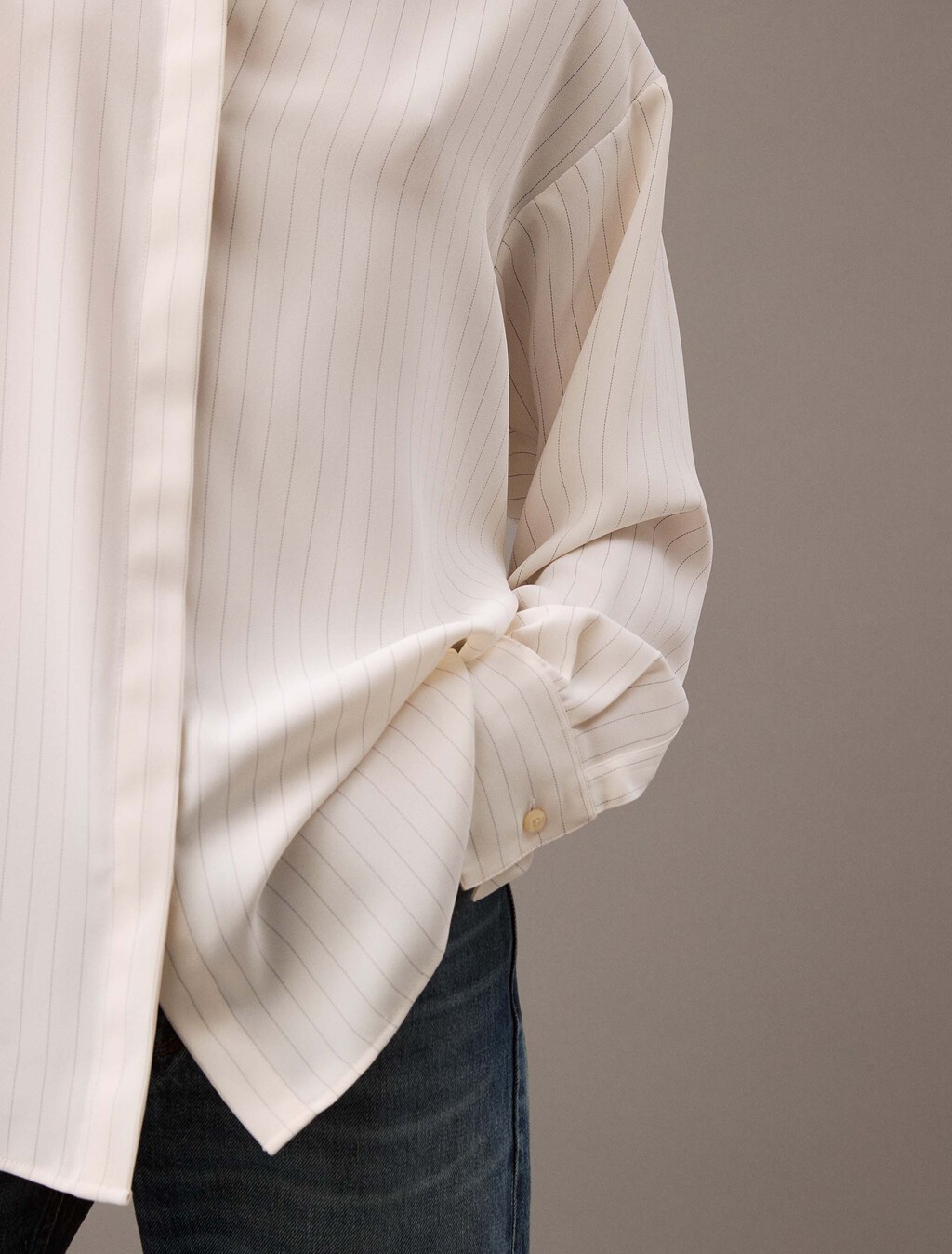 Rayon Blend Relaxed Shirt, CSW24F_P005_1_Sugar Swizzle (Fine Stripe), hi-res