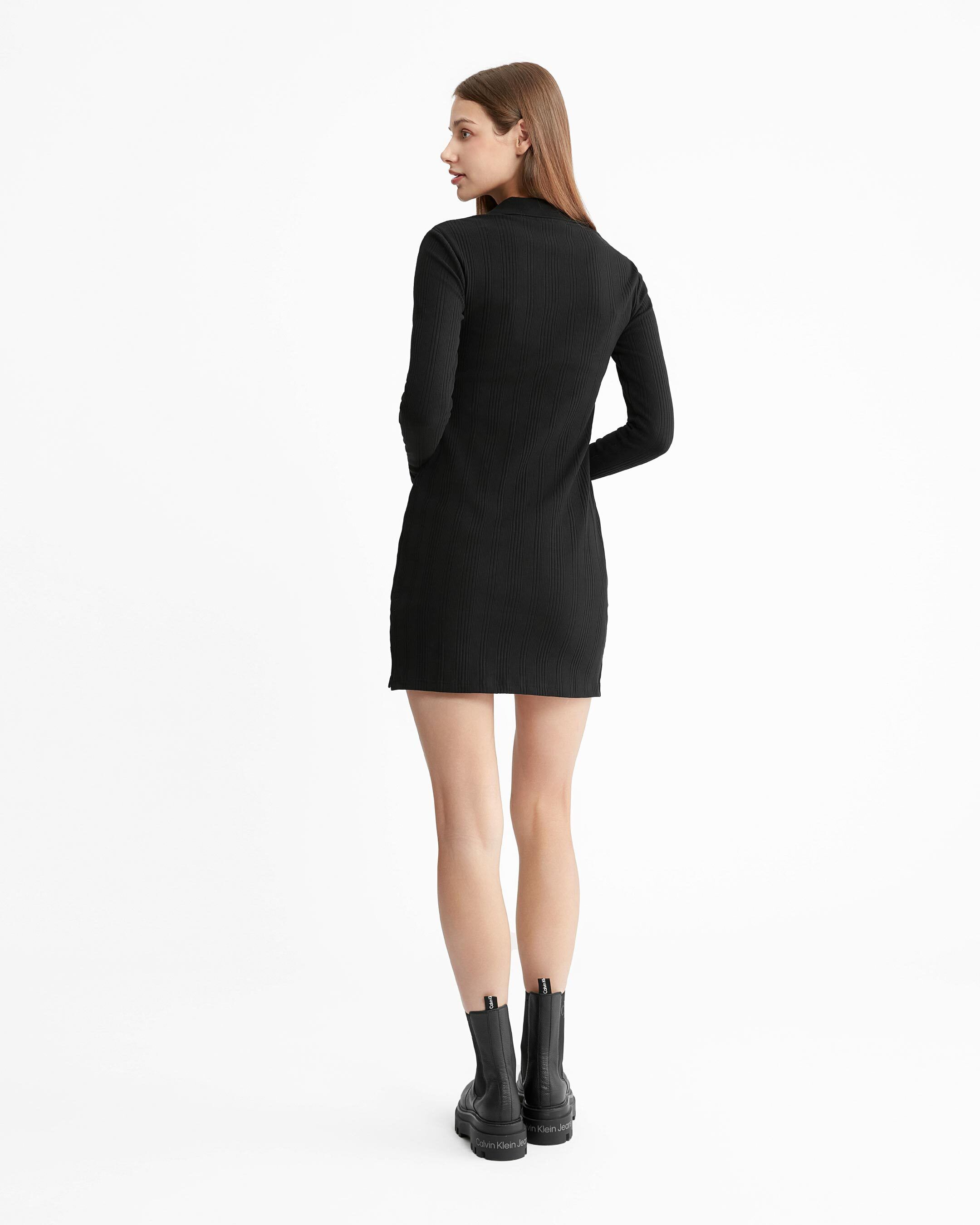 Monologo Rib Knit Slim Polo Dress black Calvin Klein Singapore