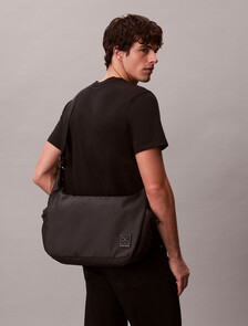 Water-Repellent Crossbody Duffle Bag, Black, hi-res