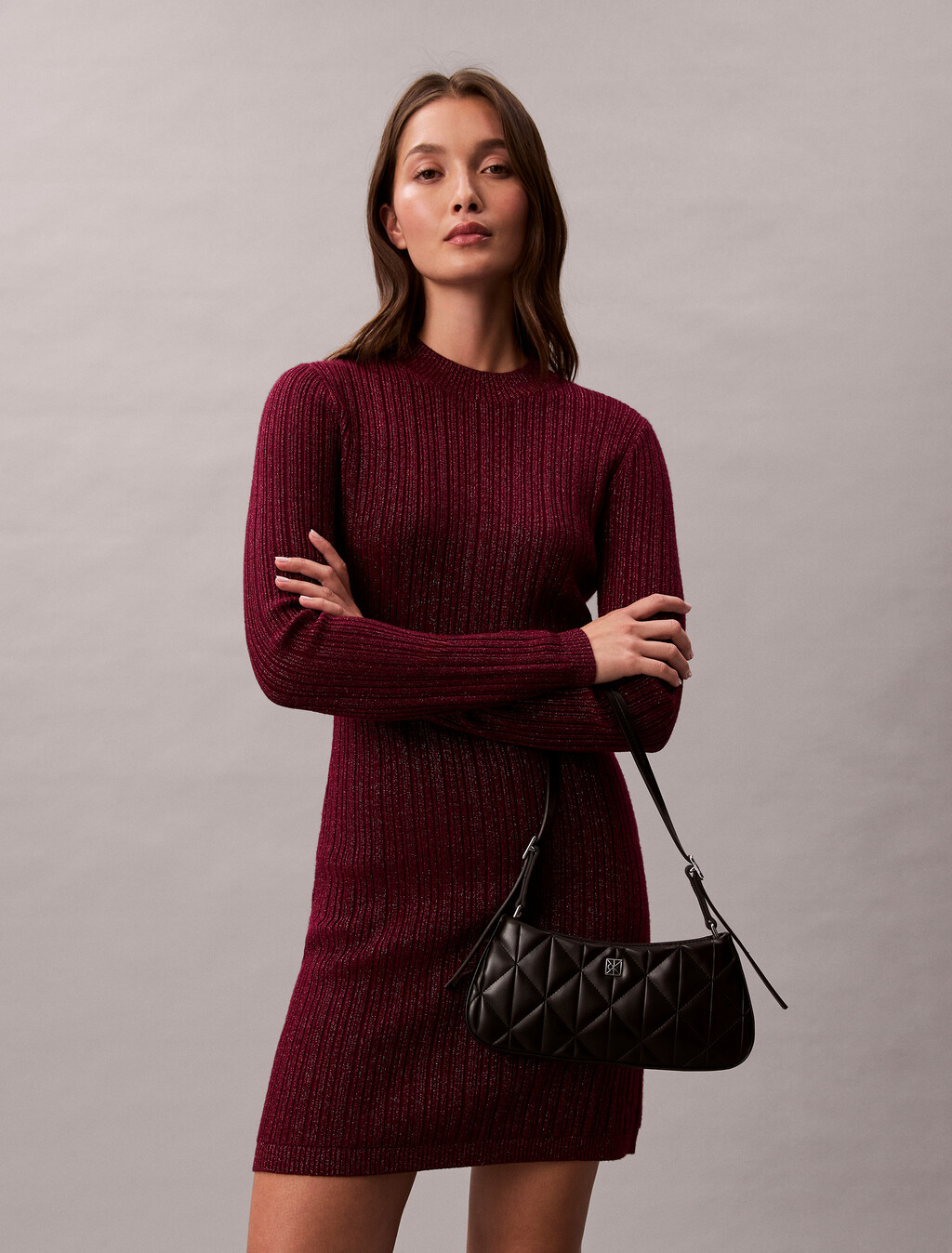 Quilted Emblem Logo Small Shoulder Bag, Black, hi-res