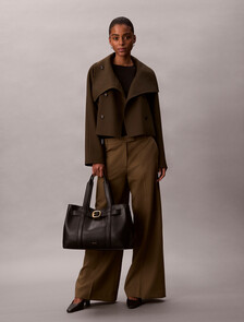 Belted Tote Bag, Black, hi-res