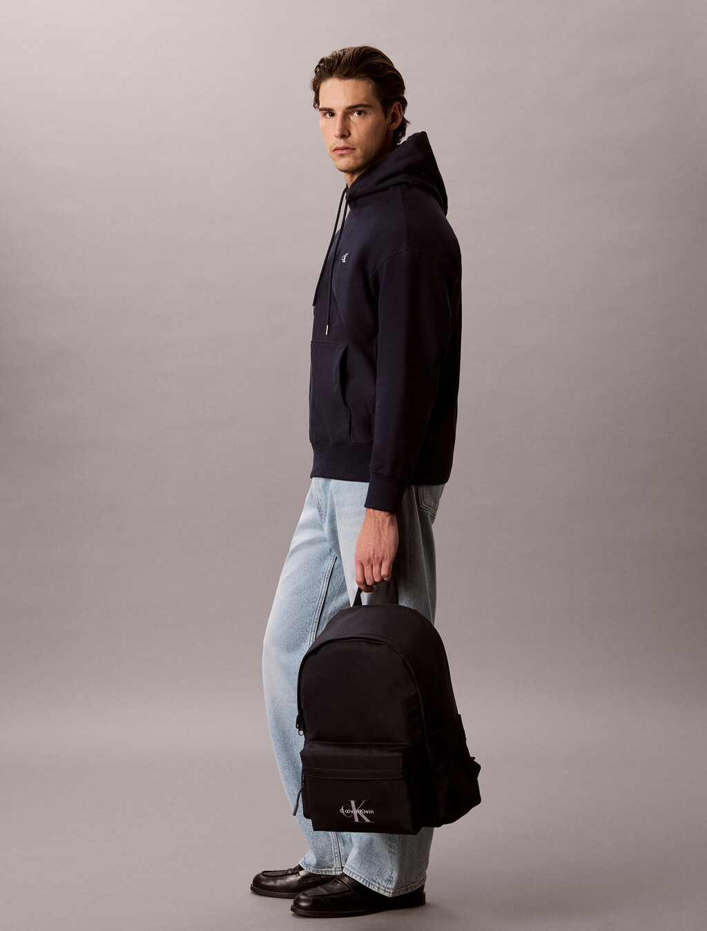 Nylon Monogram Logo Backpack, Dark Sapphire, hi-res