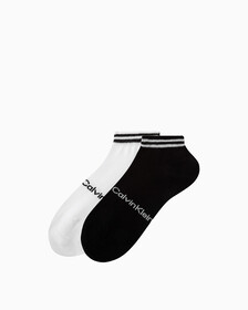 MEN'S LOGO LOW CUT SOCKS, BLACK WHITE, hi-res