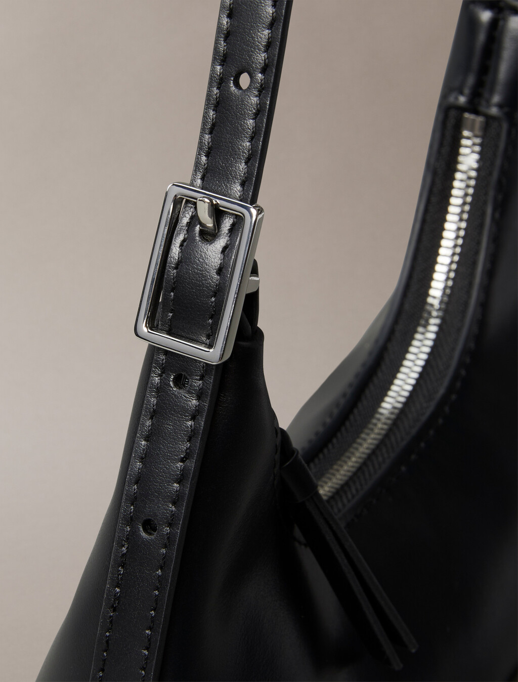 Monogram Logo Emblem Leather Small Shoulder Bag, Black, hi-res