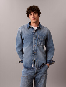 Embossed Denim Overshirt, MEDALLION, hi-res