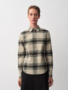 Scarlett Plaid Button-Down Shirt, Black, hi-res