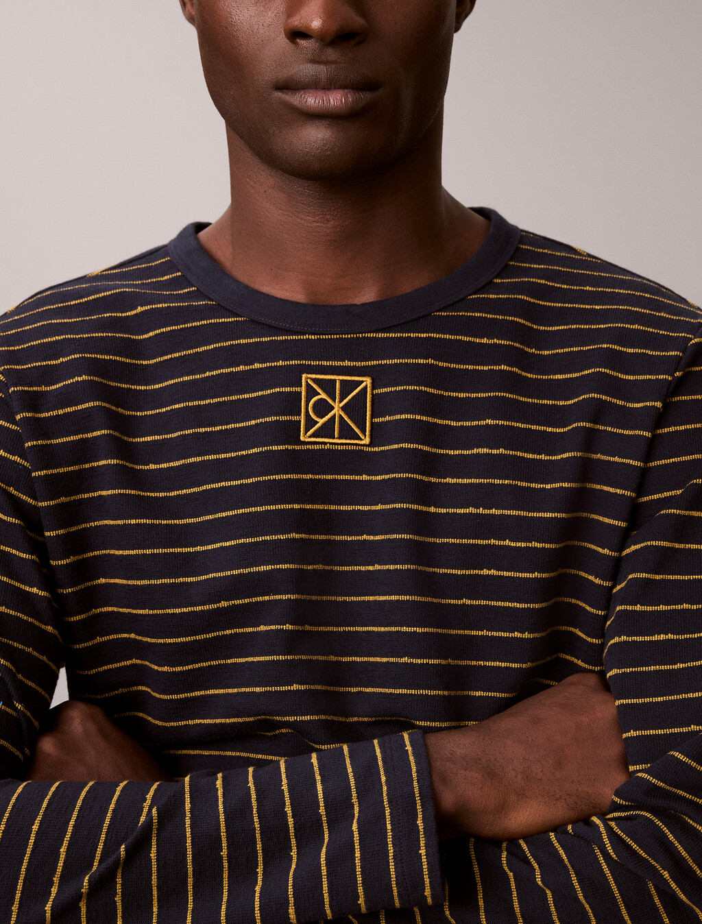 Cotton Crepe Stripe Tee, Dark Sapphire, hi-res