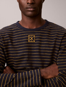 Cotton Crepe Stripe Tee, Dark Sapphire, hi-res