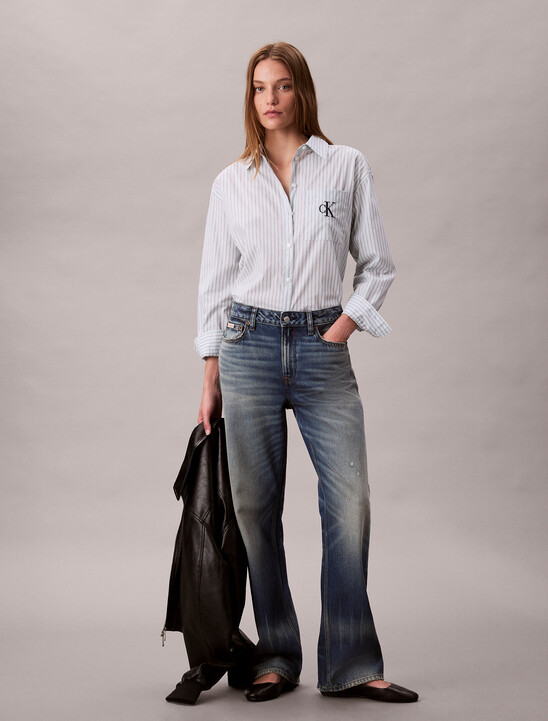 Cotton Poplin Striped Shirt