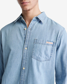 Casual Classic Light Wash Denim Shirt, STEVIE BLUE, hi-res