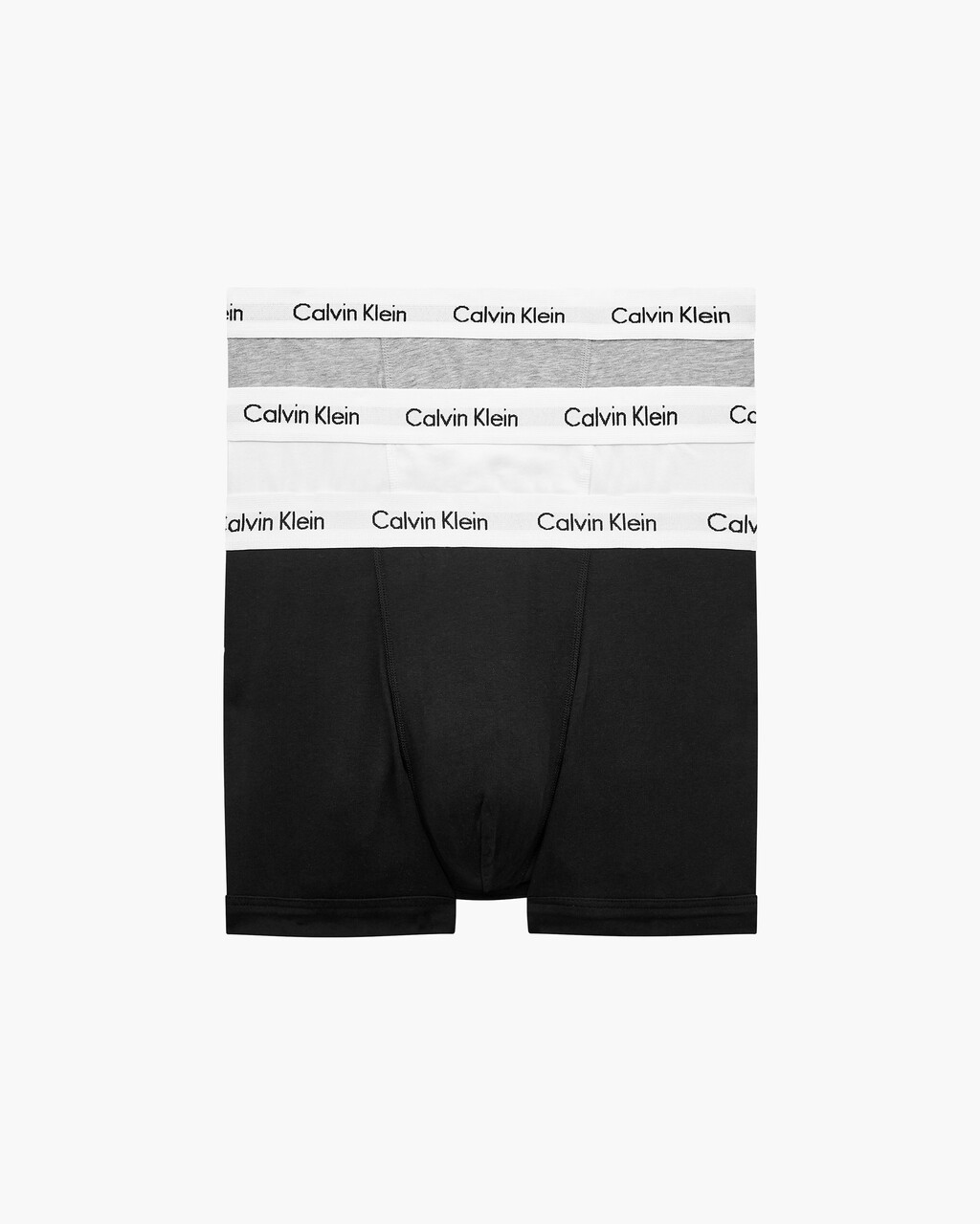 Cotton Stretch 3 Pack Low Rise Trunk, 1 Black / 1 White / 1 Grey Heather, hi-res